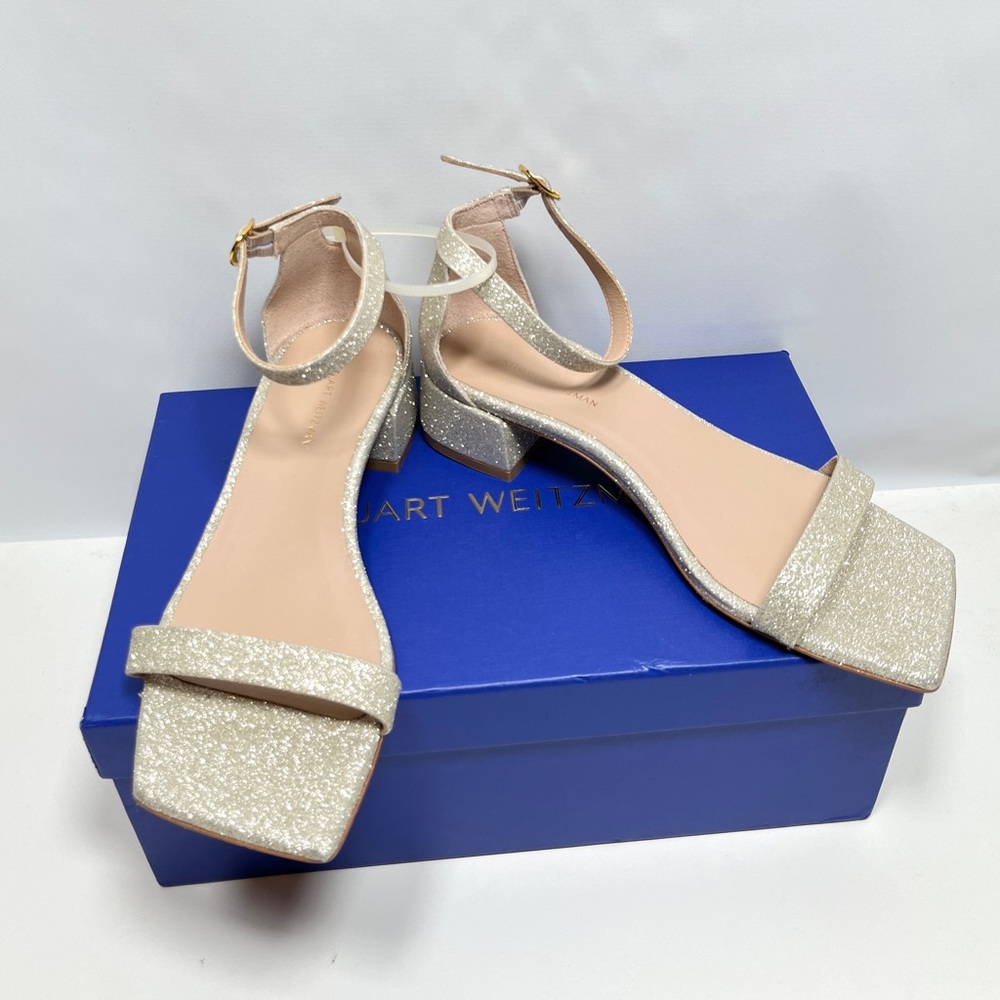NEW! STUART WEITZMAN Nudist June Glitter Sandals 9